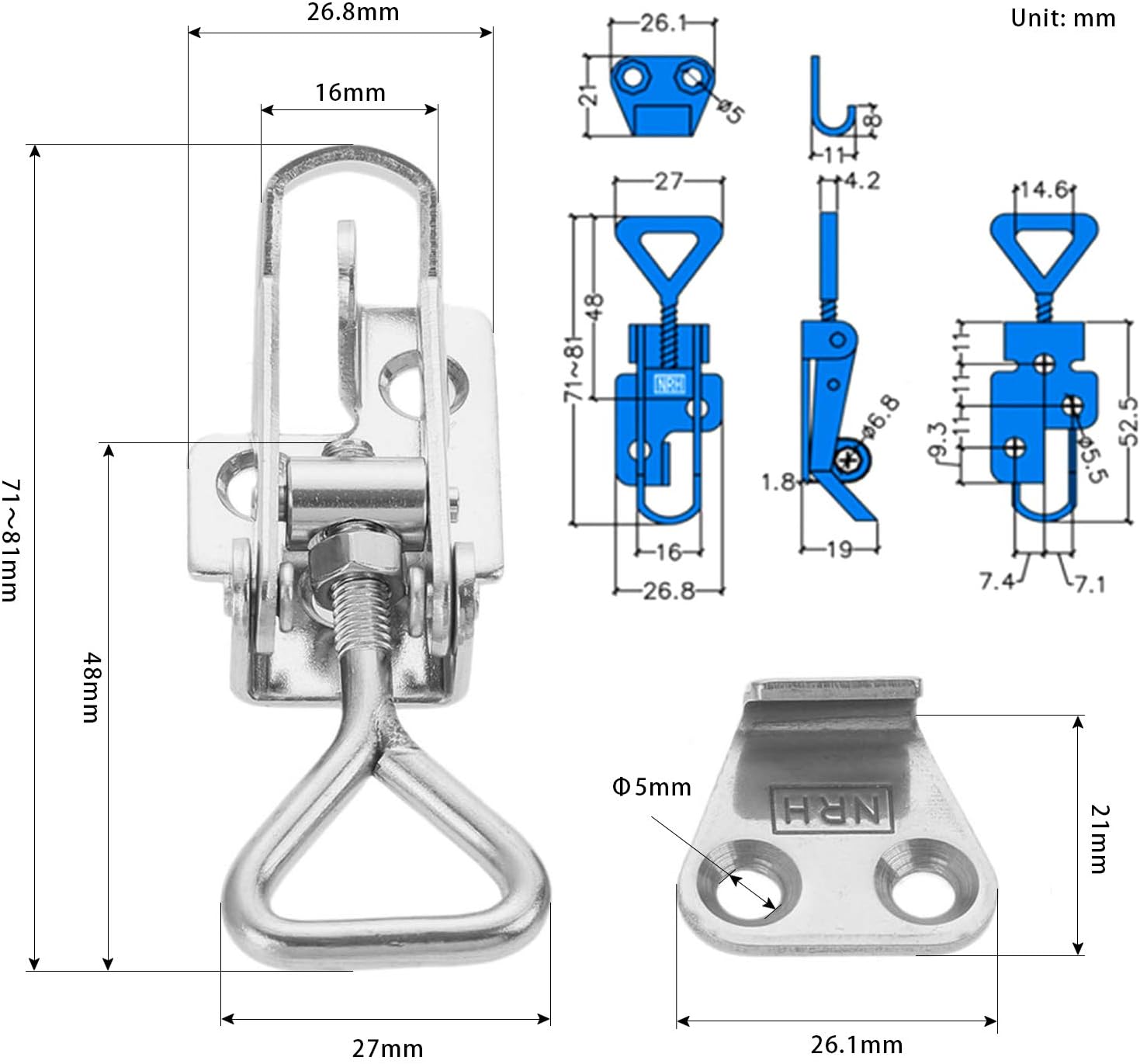 SUS 304 Stainless Steel Adjustable Toggle Clamp - Image 3