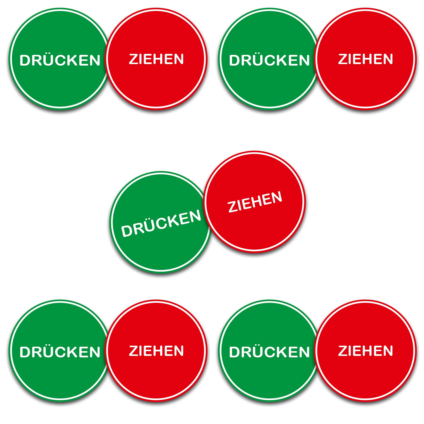 '5 x Pull and Push ø6 cm Film Door Sticker Door Sign Warning Sticker