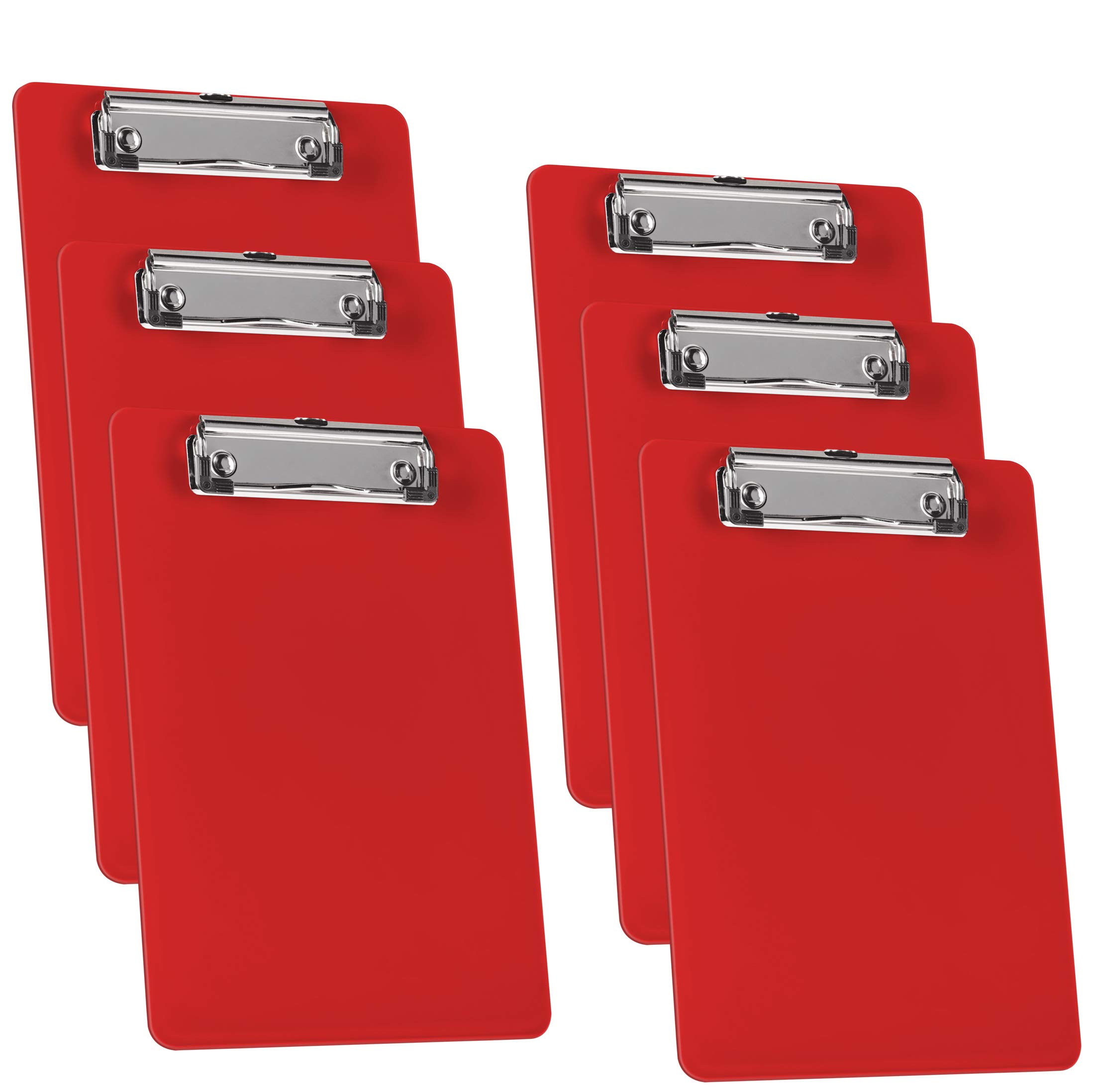 Acrimet Clipboard Memo Size A5 (23,5 cm x 16 cm) Low Profile Clip (Plastic) (Solid Red Color) (6 Pack)