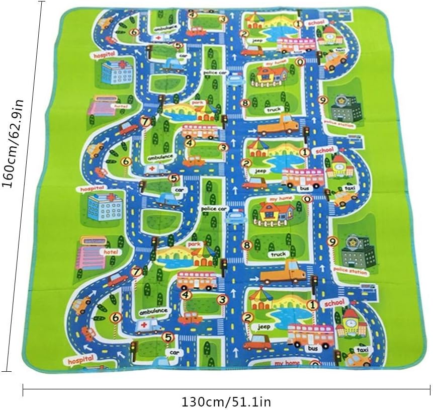 Kids Carpet Playmat Rug City Life Road Playmat Toy Kids Great For Playing With Cars and Toys Play Learn and Have Fun Safely Kids Baby For Bedroom Play Room Game Safe Area