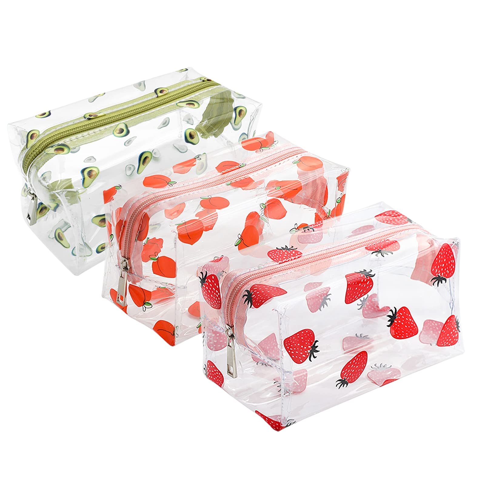 Cute Pencil Case Kawaii Pencil Pouch, Fruit Pencil Box Bag Clear Pen Case Organizer Holder, Large Capacity Stationery Storage Bag With Zipper for School Supplies, Travel, Office 3 Pack โ image 1