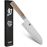 Shun Classic Blonde 7" Santoku Knife, Handcrafted Japanese All Purpose Knife, VG-MAX Core with Damascus Stainless Steel Cladding, Pakkawood Handle, Versatile Japanese Cutting Tool