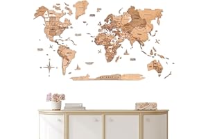 ENJOY THE WOOD Wood World Map Wall Art Large Wall Decor - World Travel Map (M L XL) Any Occasion Gift Idea - Wall Art for Hom