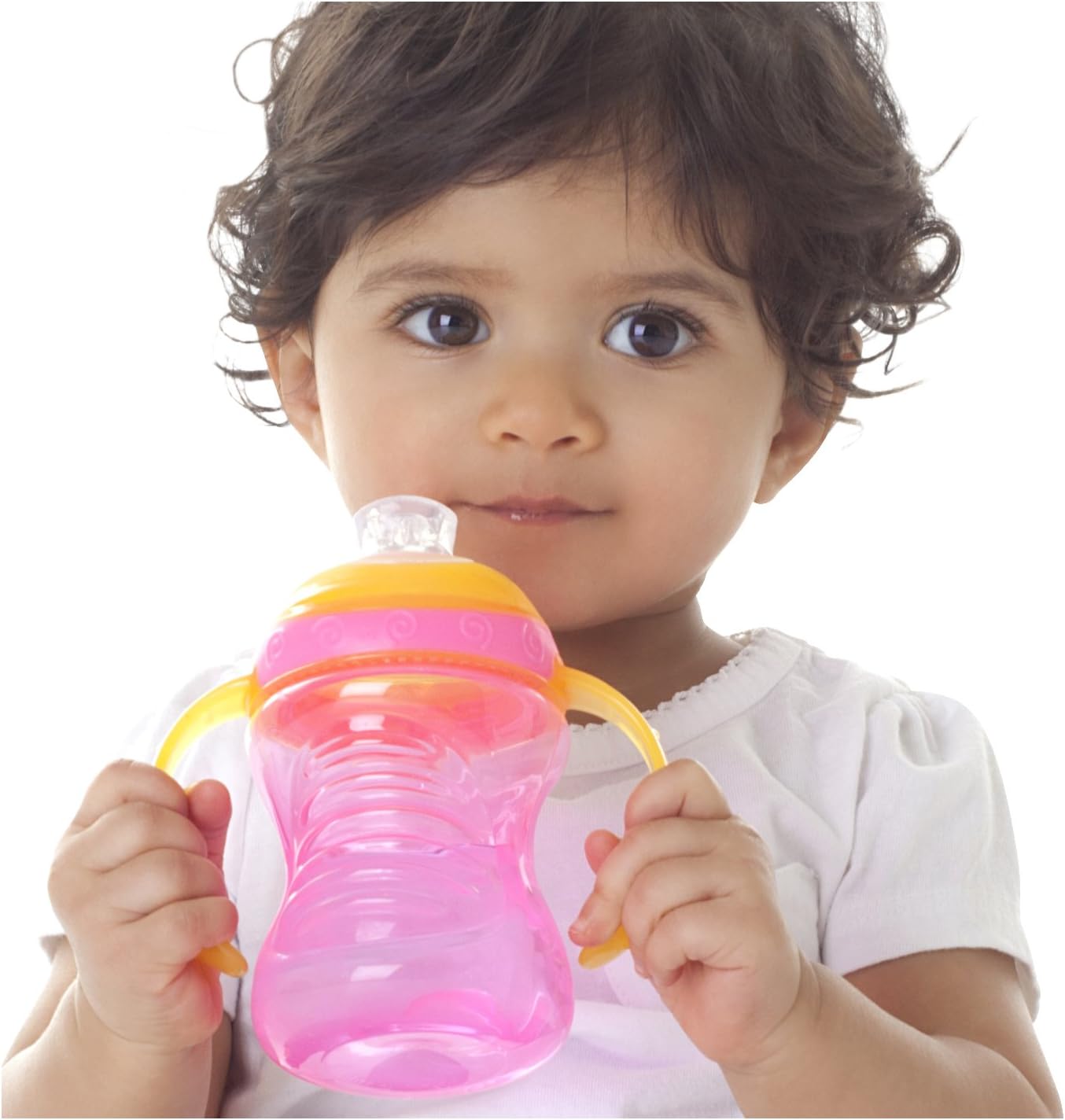 Nuby Two-Handle No-Spill Super Spout Grip N' Sip Cup, 8 Ounce, Single Pack of 1 Cup, Colors May Vary, Green, 1 Pack Assorted