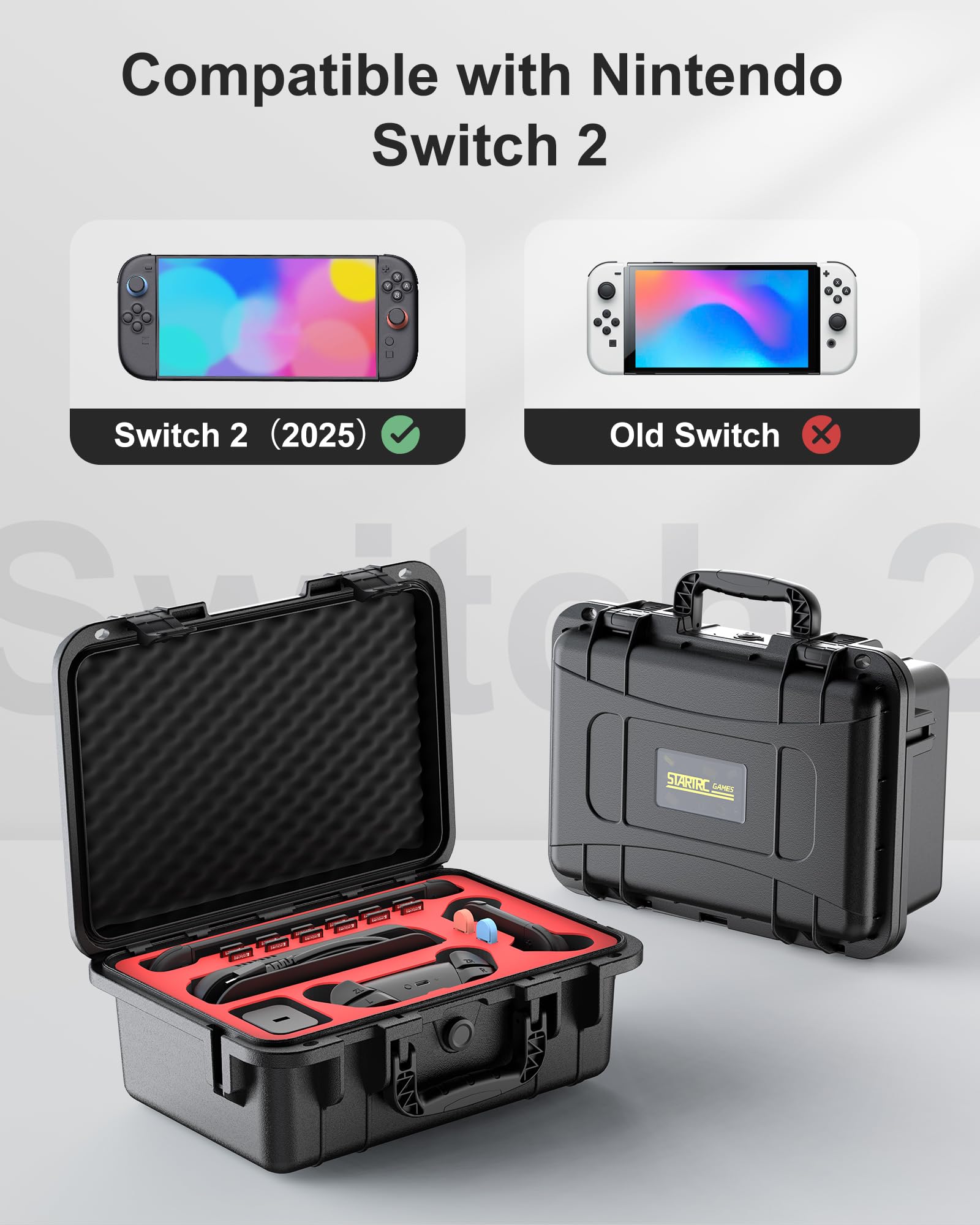 Hartschalen Tasche für Nintendo Switch 2, Professional Deluxe IP67 wasserdicht, weich gefütterte Hartschalen Tragetasche für Nintendo Switch 2 Console Pro Controller und Zubehör (Schwarz) 3