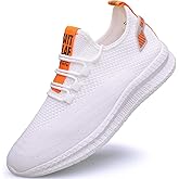 GDEKLO Mens Tennis Shoes Running Walking Gym Sneakers Slip on Workout Athletic Breathable Jogging Sport Casual Shoe White Size 12