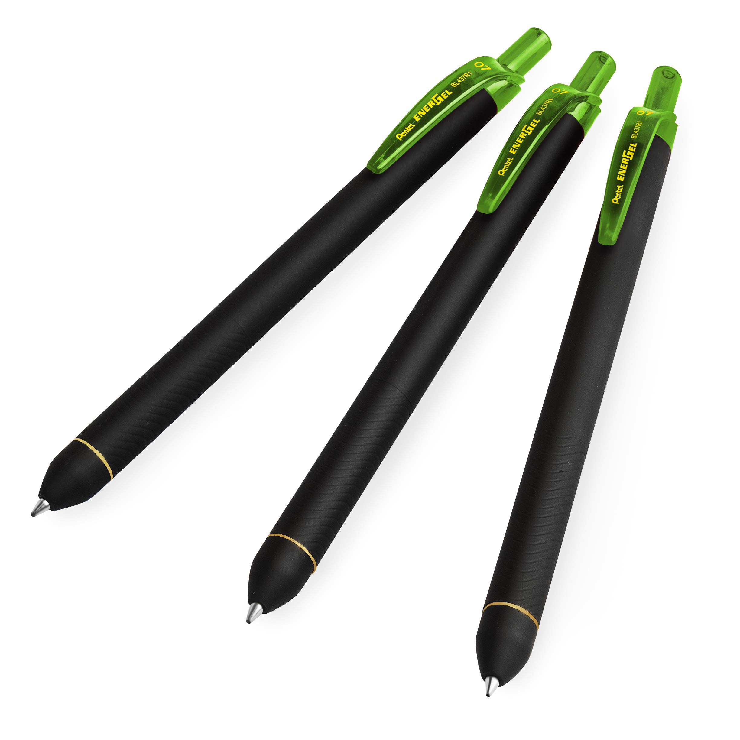 Pentel Energel BL437R1 Retractable Gel Ink Rollerball Pen - 0.7mm Nib - Lime Green - Pack of 3