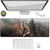 VANZEV Autumn Forest Fox Gaming Mouse Pad, Mouse Pad, Desk Mat, Non-Slip Rubber Base MousePads for Computers Laptop Office School Home Accessories Decor Gifts 31.5" x 11.8"