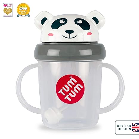TUM TUM Pip Panda Tippy Up Sippy Cup (Grey, 200 ml)