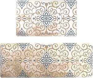 Seavish Anti Fatigue Kitchen Floor Mat Set, Vintage Royal 2 piece 17