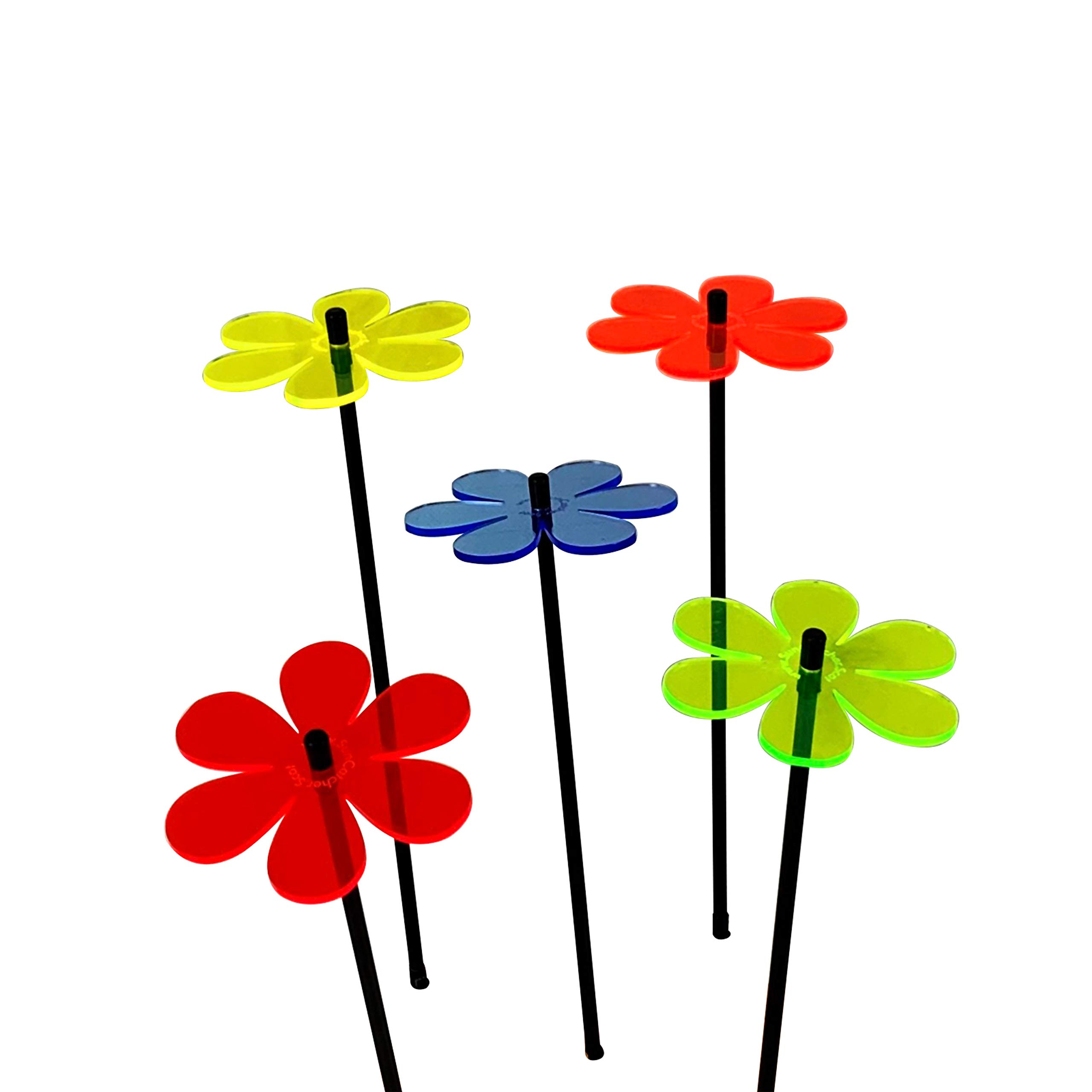 SunCatcher Garden Decor Glowing Daisy, Set of 5 Ornamental Garden Stakes, 50cm, 19.7 Inch high Outdoor Yard Accessory, Gift for Gardeners, Colour:mixed colours