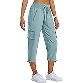 MoFiz Women's Cargo Capris Pants Loose Fit Casual Hiking Pants Lightweight Quick Dry Travel Summer Pants for Women