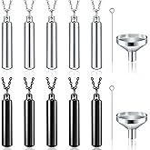 Yaomiao 10 Pieces Urn Necklace for Ashes Cremation Cylinder Memorial Stainless Steel Memorial Pendant for Women Men Loved Ones (Black, Silver)