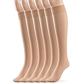 Silky Toes Sheer Knee High Stockings for Women, 6 Pairs Nylon Trouser Socks