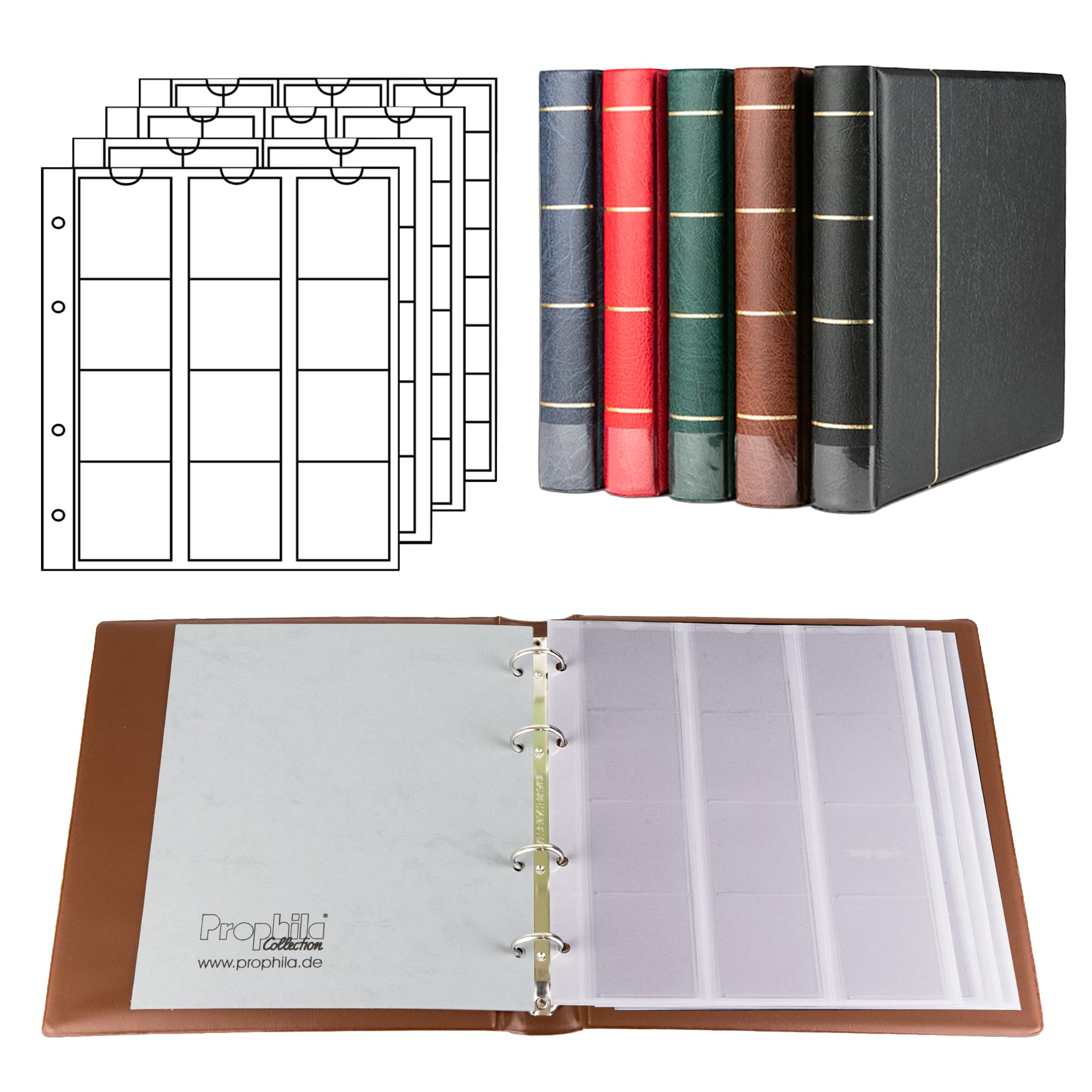 Prophila coin album with 4 Cases for 110 coins brown