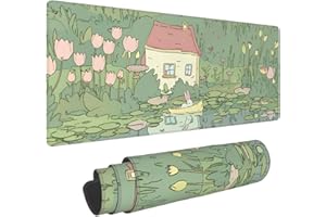 Cute Pink Green Mouse Pad XL 31.5 X 11.8 Inch Kawaii Aesthetic Design Pattern Extended Large Gaming Mousepad Keyboard Desk Ma
