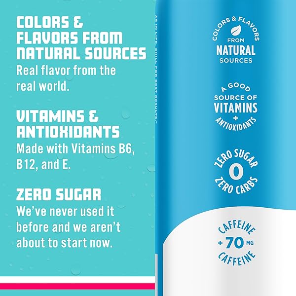 SPARKLING ICE CAFFEINE BLUE RASPBERRY SPARKLING WATER WITH CAFFEINE, ZERO SUGAR, WITH ANTIOXIDANTS AND VITAMINS,16 FL OZ CANS (PACK OF 12)