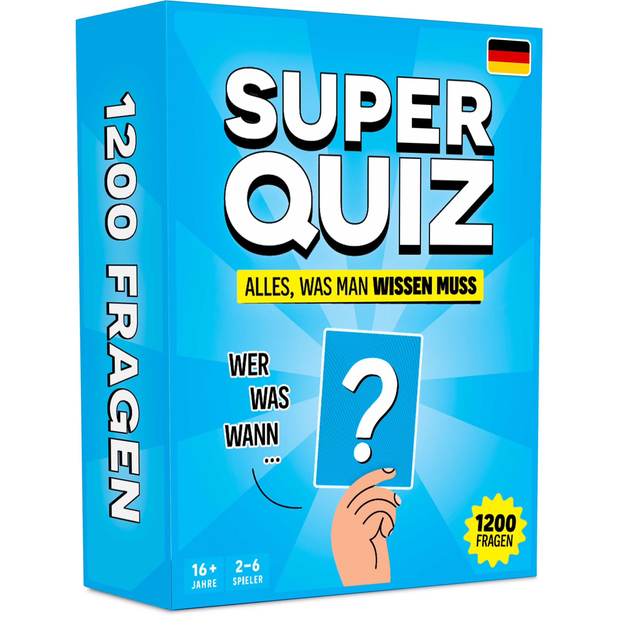 The World Game Super Quiz - Deutsche Version - Trivial Gesellschaftsspiele für Erwachsene mit 1200 Fragen - Brettspiele mit Quizkarten - Wissensspiel für Familie mit Teenagern - Party Spiele