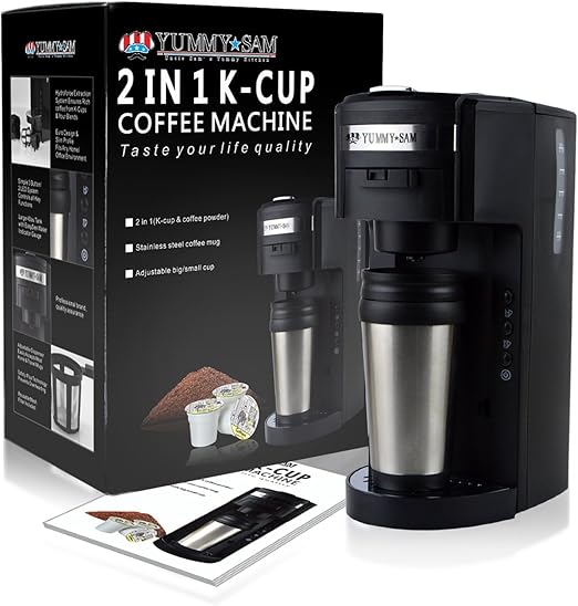 Yummy Sam Coffee Maker Machine, 2in1 Kcup Capsule Coffee Maker Machine Ground