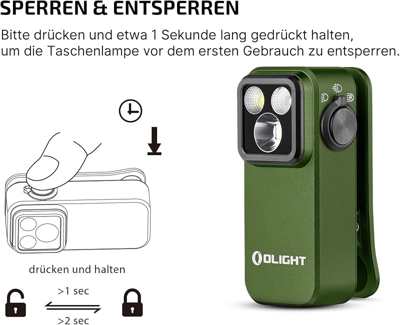 Oclip Pro Mini clip EDC-Taschenlampe mit Wiederaufladbare 500LM 120M