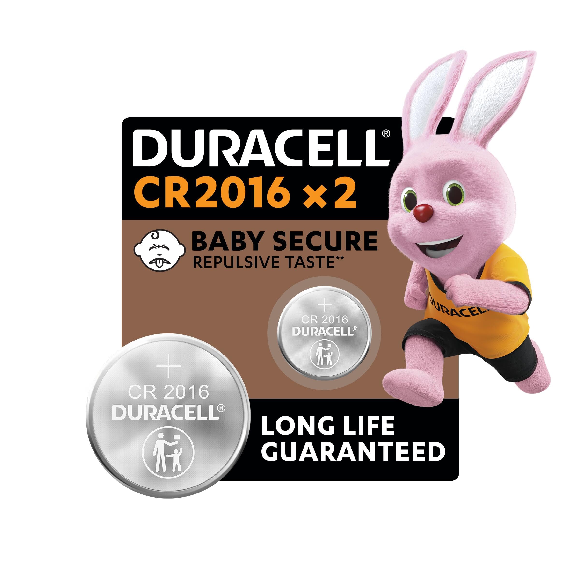 Duracell DL2016 CR2016 Lithium Coin Cell Batteries, 2 in a pack