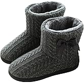 BUGUKI Slipper Boots Women Knit Plush Lining Winter House Shoes Memory Foam Indoor Outdoor