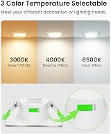 ALUSSO 6 Pack Square LED Downlights 7W Dimmable 3CCT 3000K 4000K 6500K IP44 view 3