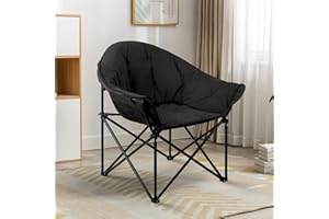 GREZJXC Butterfly Foldable Saucer Chairs Capacity Cozy Chair for Relaxing, Gaming, or as an Extra Seat for Guests Black