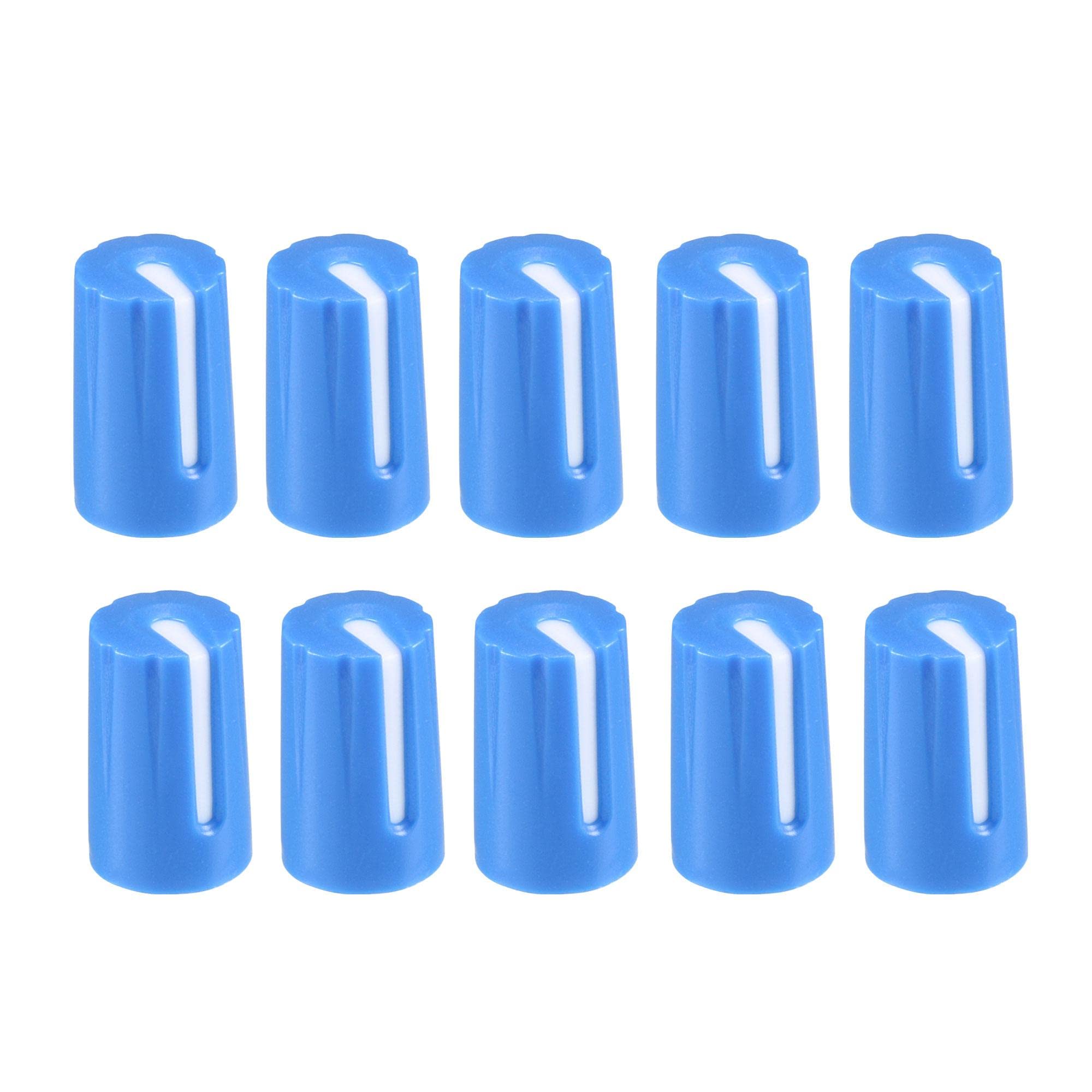 sourcing map 10pcs,Potentiometer Control Knobs For Electric Guitar Acrylic Volume Tone Knobs Blue White D type 6mm