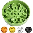 LE TAUCI Slow Feeder Dog Bowls Ceramic, 1.5 Cups Slow Eater Bowl for Dogs, Puppy Slow Feeder Bow for Fast Eaters, Dog Dishes to Slow Down Eating, Puzzle Dog Food Bowl, Maze Dog Bowl,Clover Green