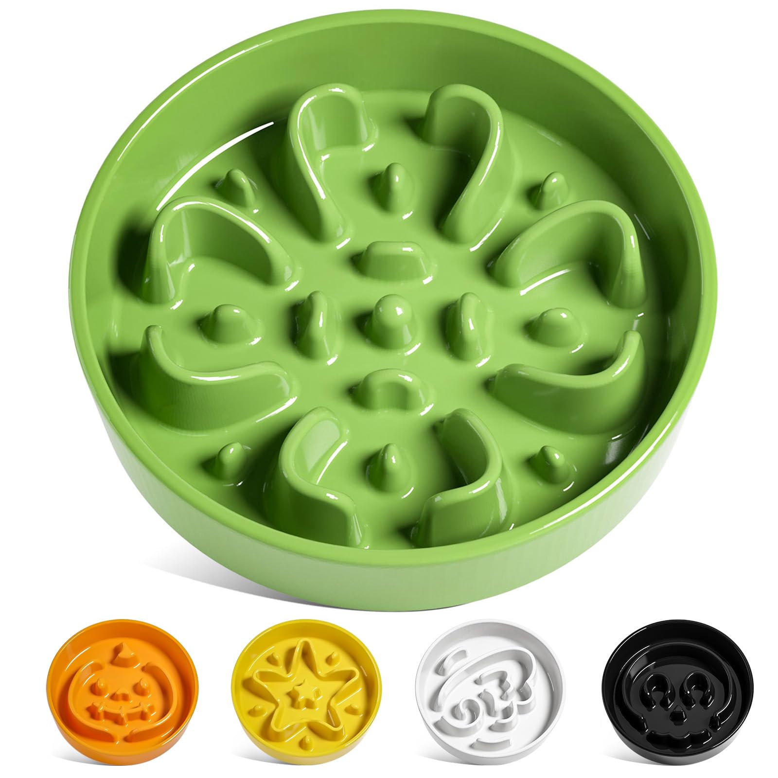 Photo 1 of LE TAUCI Slow Feeder Dog Bowls Ceramic, 1.5 Cups Dog Food Bowl, Puppy Slow Feeder Dish for Fast Eaters, Clover Green