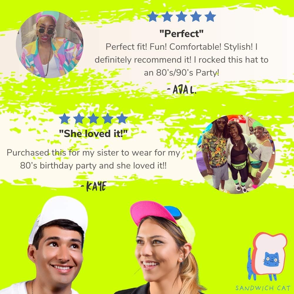 Fanny Pack Hat Nylon| 80s/90s Cap for Men | Retro Cap for Women |Zipper Pocket (CMYK - Neon Yellow, Turquoise and Magenta): Clothing