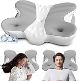 Mixiniso Cervical Neck Pillow, Side Sleeper Pillows, Cooling Ergonomic Neck Support Pillow for Neck Pain Relief, Orthopedic Contour Memory Foam Pillows for Side Back & Stomach Sleepers