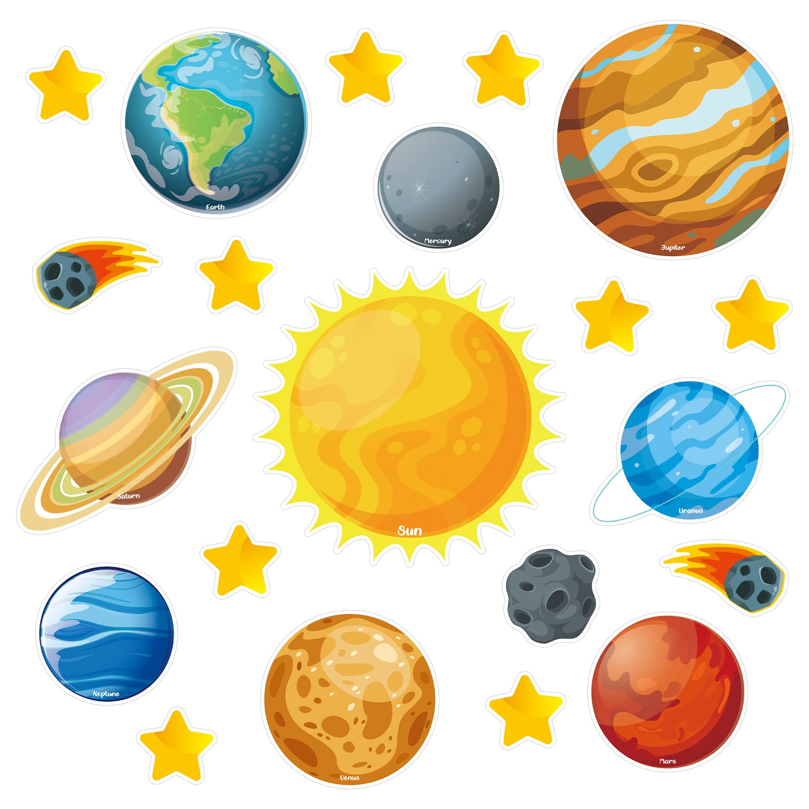 Photo 1 of 42 Pcs Solar System Cutouts Planet Cutouts for Bulletin Board Sun 8 Planets Galaxy Wall Decal Outer Space Room Decor Birthday Party Decorations