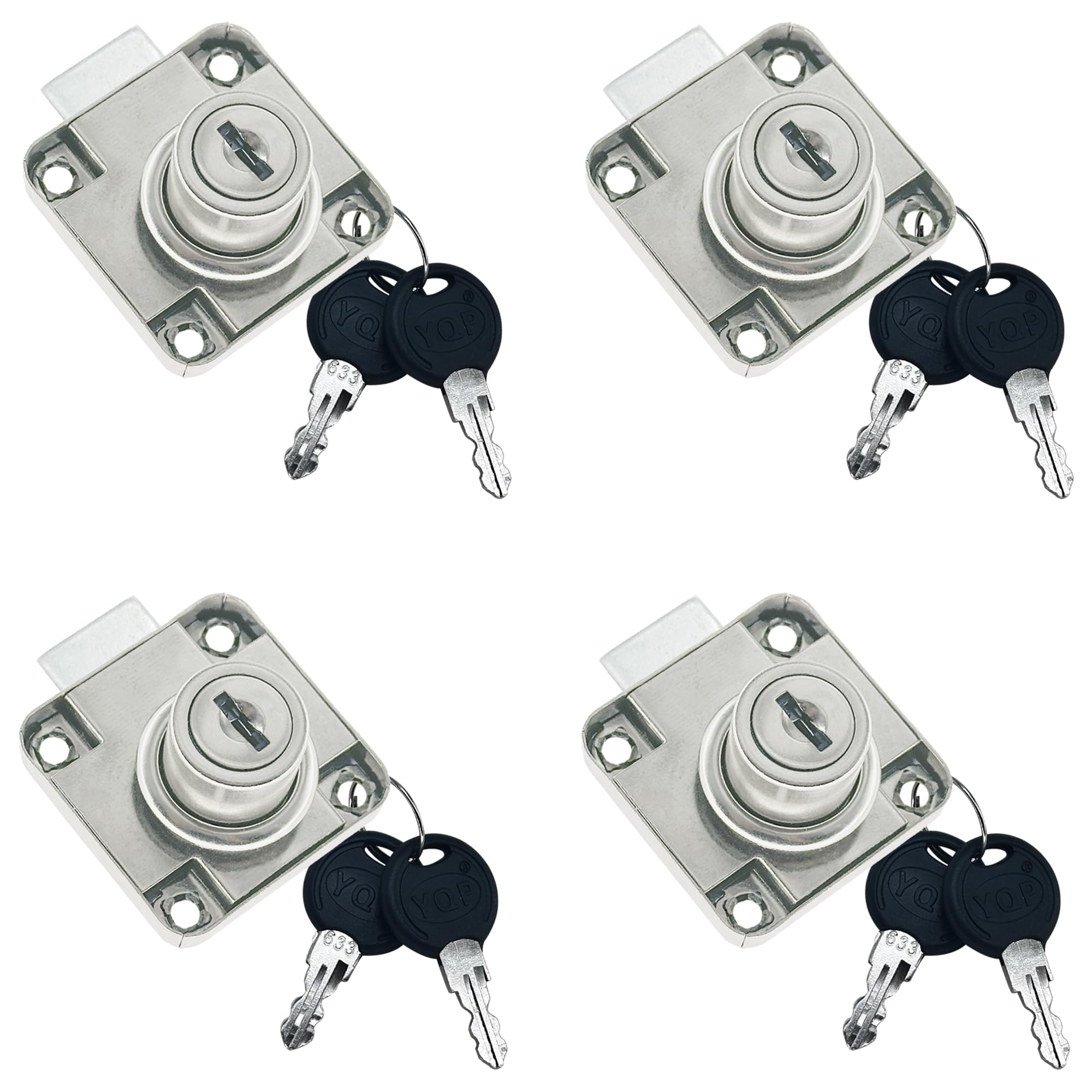4 PCS Draw Cam Locks with Keys for File Cabinet Mailbox Desk (Cam Length: 22MM)