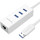 Sabrent 3-Port USB 3.0 and RJ45 10/100/1000 Gigabit Ethernet Port [Built-in 1ft USB 3.0 Cable] (HB-NTUW)