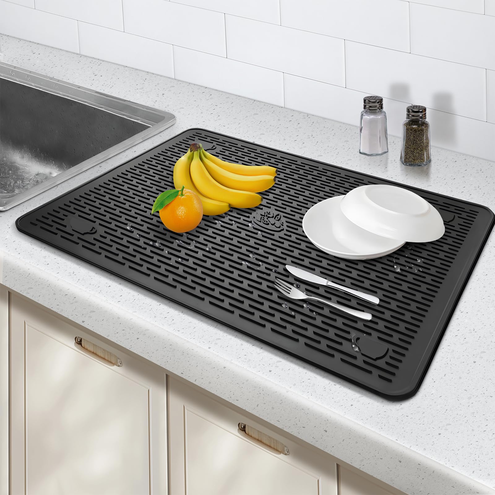 Photo 1 of 28"X20" Dish Drying Mat, Silicone Drying Mat for Kitchen Counter, Stove Top Covers for Electric Stove, Heat Resistant Glass Cooktop Cover for Kitchen