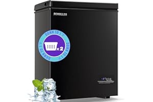 DEMULLER Chest Freezer, Small Deep 4.0 Cubic Feet Black Freezers, Compact Top Open Door with Electronic Panel, Temp Range -12 ℉ to 50 ℉, Two Storage Wire Baskets, Manual Defrost