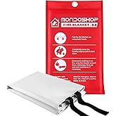 Mondoshop Silicone Fire Blanket for Home - 40"x40" Emergency Fire Blankets for Kitchen, Fire Retardant Blankets for Car, Camping, Grill, Office, Warehouse, School, Picnic