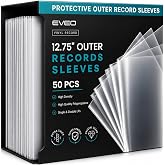 EVEO 50 Vinyl Record Sleeves Outer &ndash; Crystal Clear Outer Vinyl Sleeves LP Album Covers 12.75"x12.75" | Perfect Fit Protective 3 Mil Protection for Single &amp; Double LPs - Archival Standard