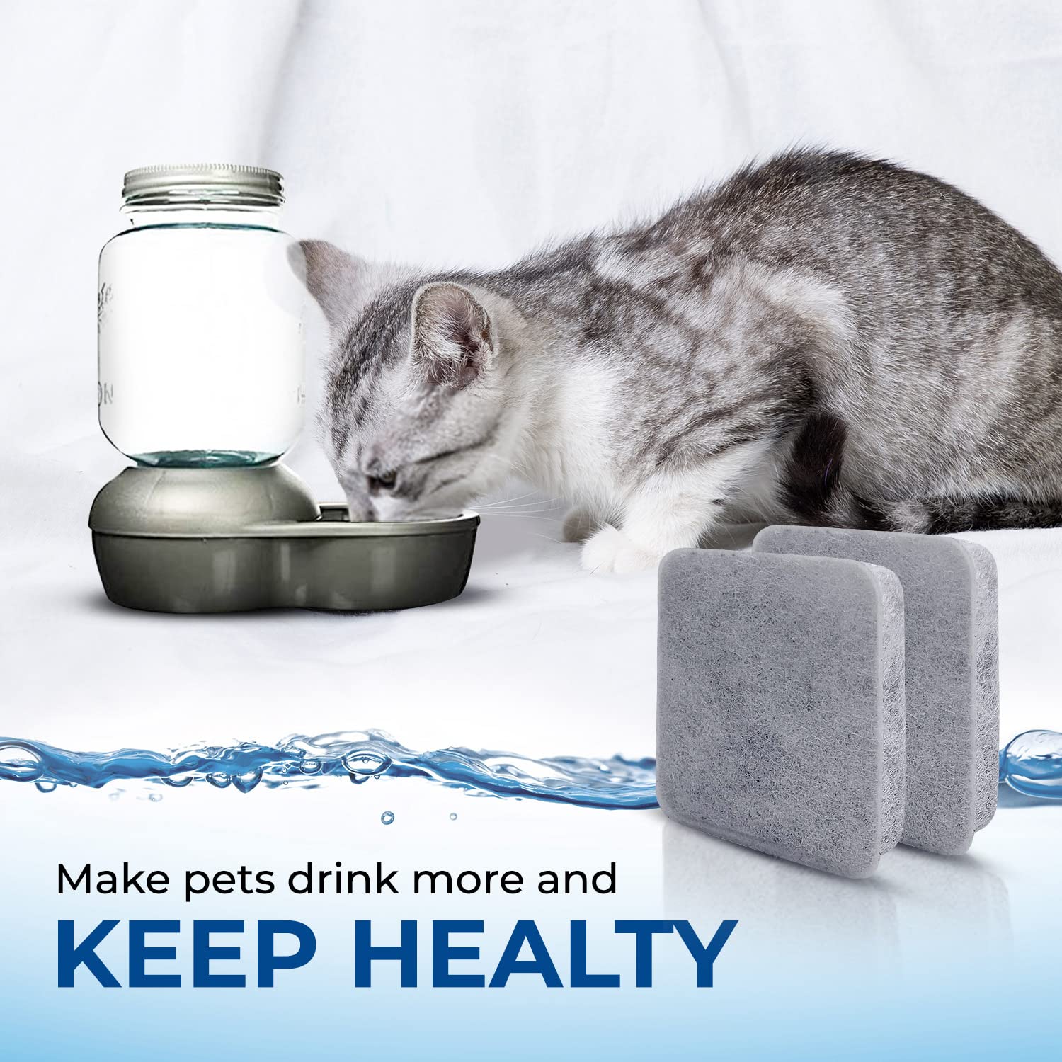 PureLine Replacement for Petmate Replendish Water Filter - Compatible With Petmate Mason, Petmate Replendish, and Mason Gravity Waterer Bowls. With Advanced Filtration (12 Pack)