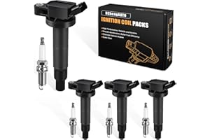 HCHENUP 4pcs Ignition Coil & Spark Plug Compatible with Toyota Camry Highlander RAV4 Matrix Solara Scion TC xB 2002 2003 2004 2005 2006 2007 2008 2009 2.4L L4 Coil Pack Replaces# UF333 C1330