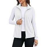 MAGCOMSEN Women's Fleece Vest Outerwear Sleeveless Lightweight Zip Jackets Warm Soft Vests with Zipper Pockets