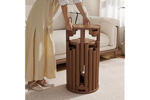 WOODSWHISPER Stackable Stools Set of 6,6-in-1 Wood Stool,Round Wooden Stools with Anti-Slip Foot Pads for Kitchen,Bedroom,Living Room,Bar,No Assembly Required Durable and Space-Saving Design,18 inch (Walnut)