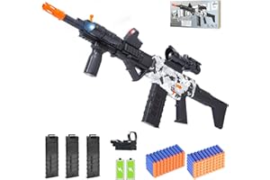 PIXATA Realistic Sniper Rifle Toy Guns for Nerf Guns Bullets, Electric Foam Blaster Toy Set with Scope, 120 Soft Darts and 3 Magazines, Kids Semi Automatic Machine Toy Gun for Boys 8-12 Old