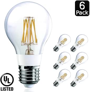 Luxrite LR21238 7 vatios Edison bombilla con filamento LED luz, 75