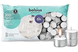 BOLSIUS Tea Lights Candles - Bulk Pack of White Unscented Candle Lights with 6 Hour Burning Time - Tea Candles for Wedding, H