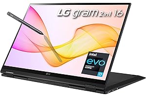 LG gram 16T90P - 16" WQXGA (2560x1600) 2-in-1 Lightweight Touch Display Laptop, Intel evo with 11th gen Core i7 1165G7 CPU, 16GB RAM, 2TB SSD, 21 Hours Battery, Thunderbolt 4, Black - 2021