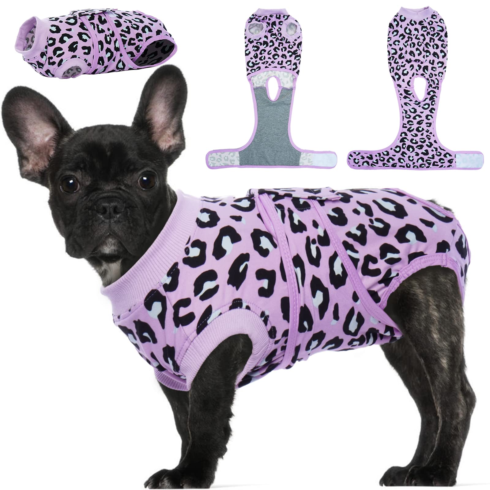 Kuoser Dog Surgery Recovery Suit, Dogs Recovery Suits for Female Spay and Male Neuter, Dog Onesie for After Surgery Post-Op Care, Puppy Post Body Vest Prevent Licking, Purple S