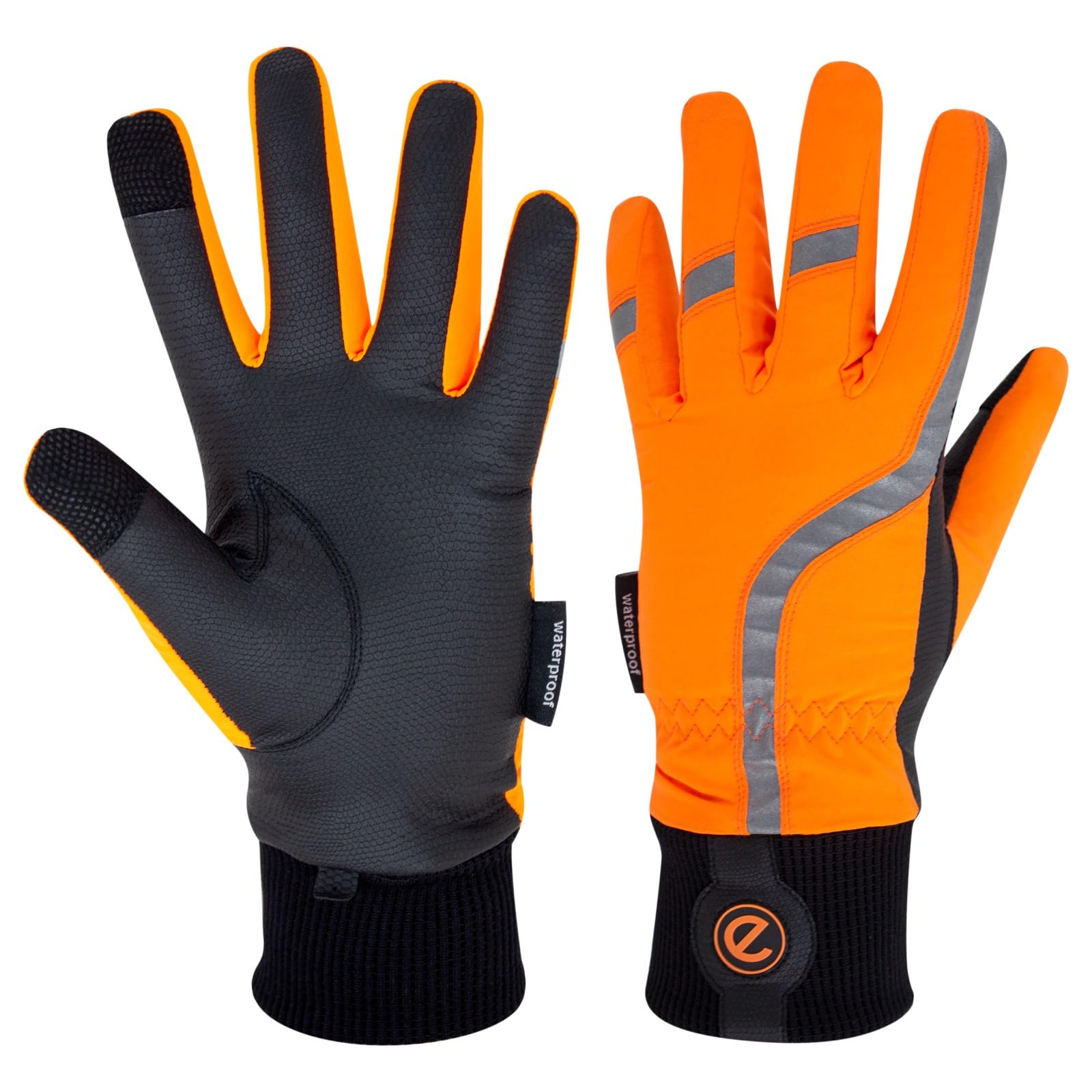 eGlove eQUEST Winter Waterproof Horse Riding Gloves for Equestrians A/W 2022/23 (Flouro Orange - HiVis Reflective, XS)